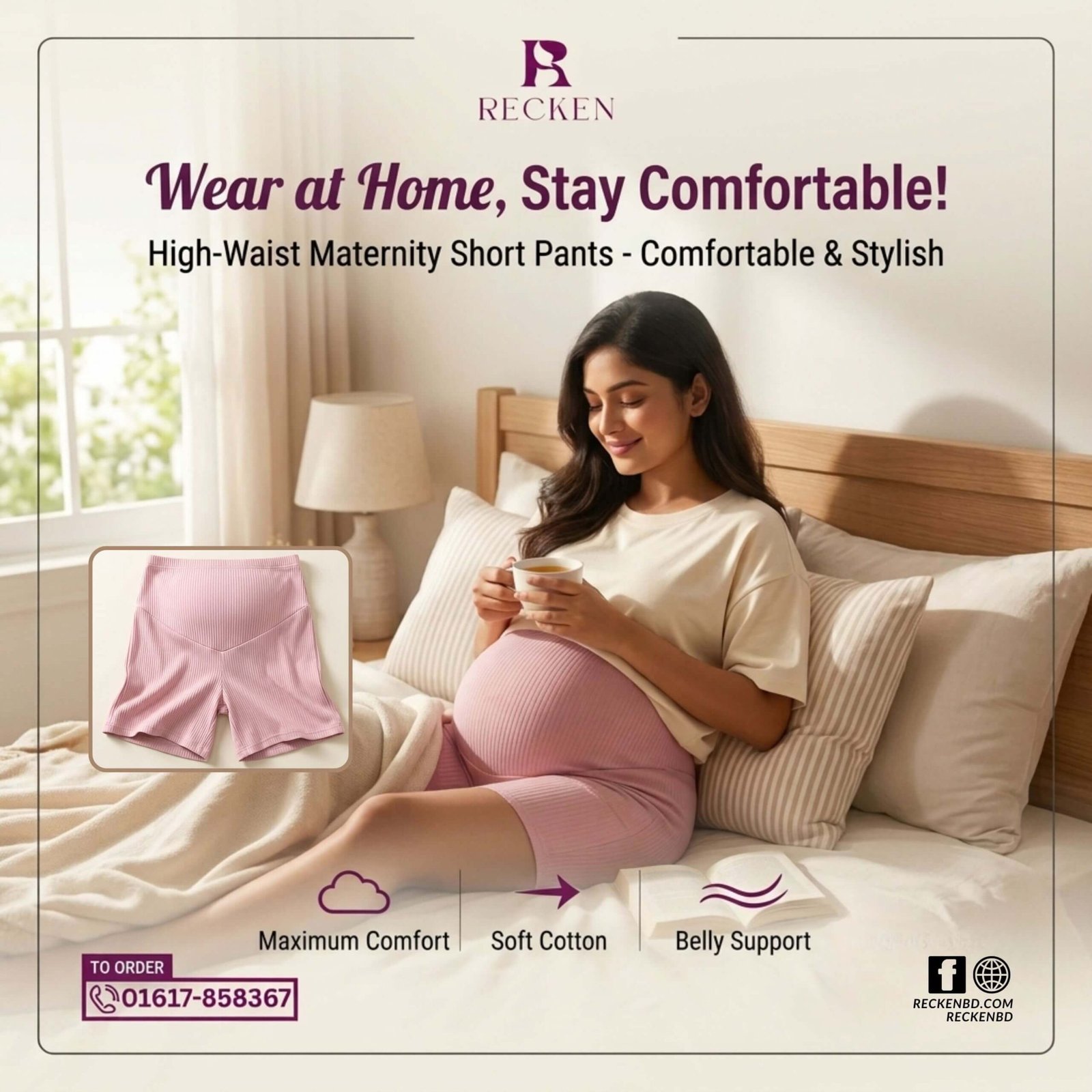 RECKEN High-Waist Maternity Short Pant Maternity Short Pant 5 Pcs - Image 1