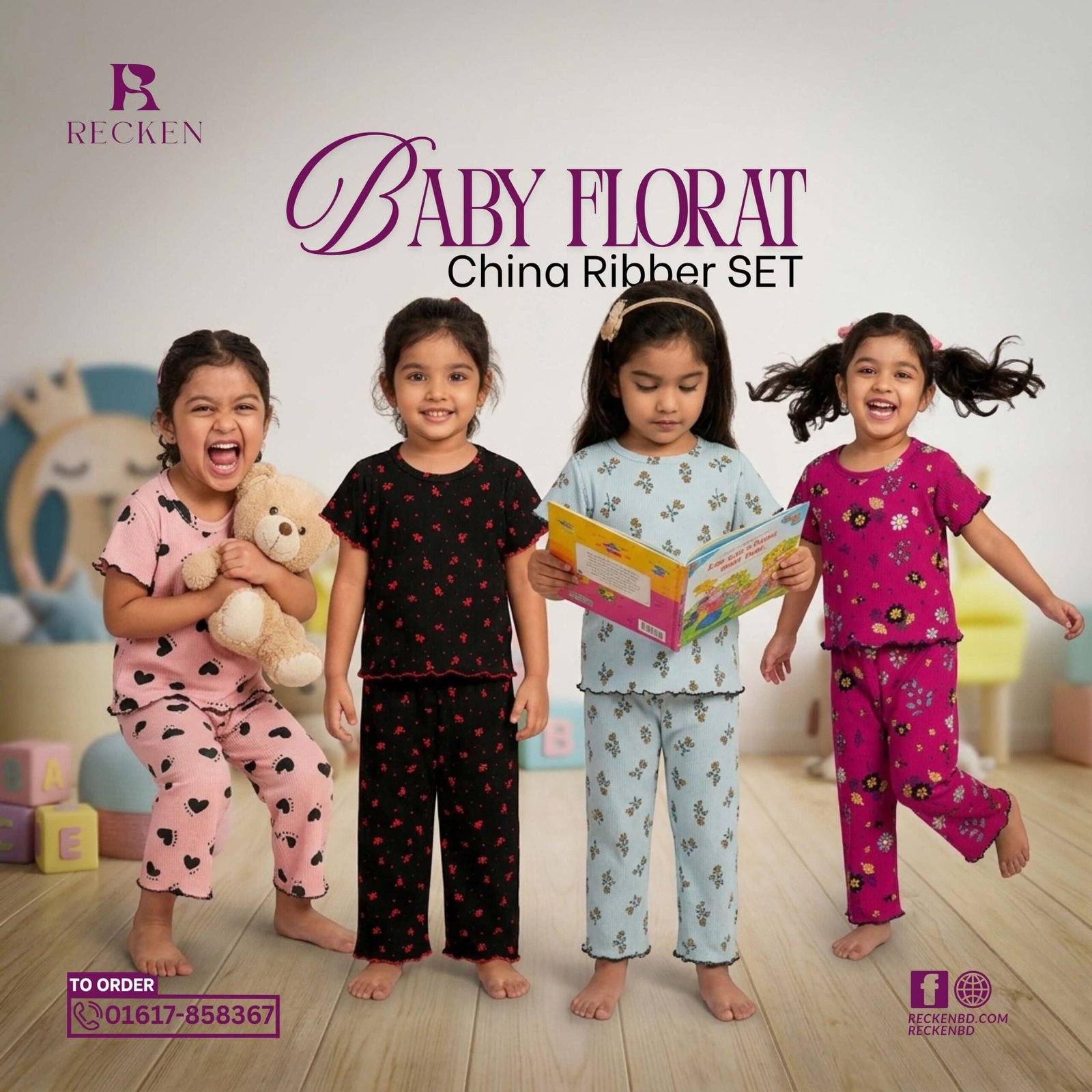 Baby Floral China Ribber Set Baby Girt Co-Ord Set - Image 1